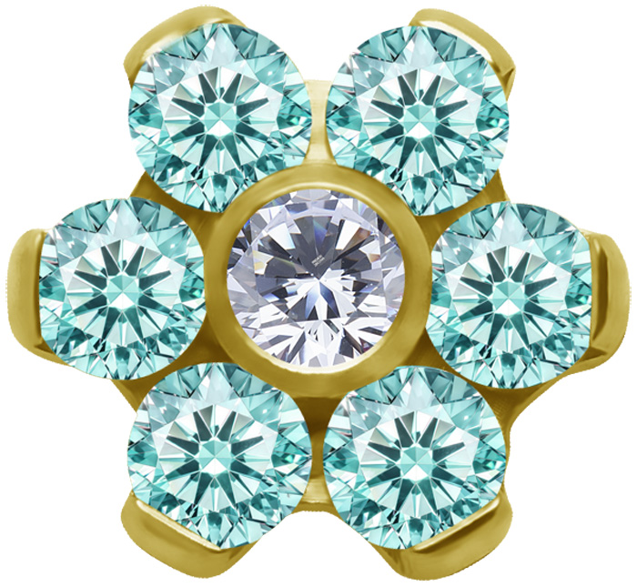 GD TT int FLOWER SET W/LAB CREATED GEMSTONE 1,2x4mm PAR
