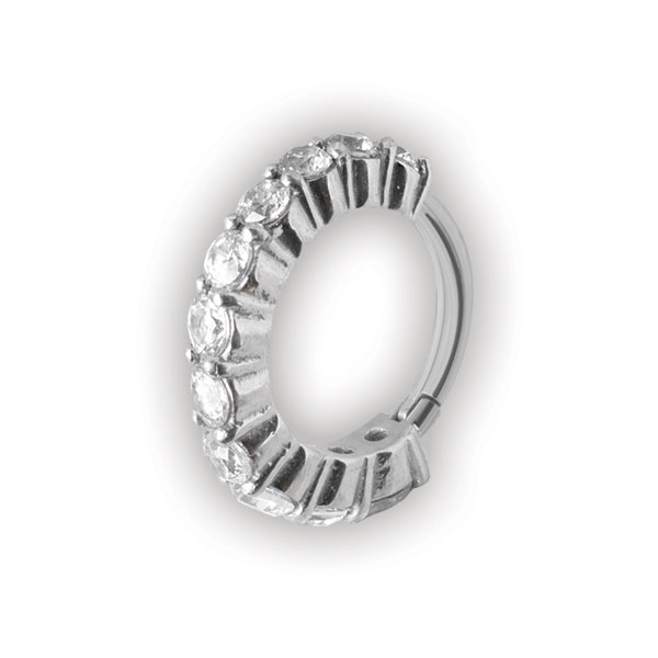 SS 316 HINGED RING W/ CRYSTAL