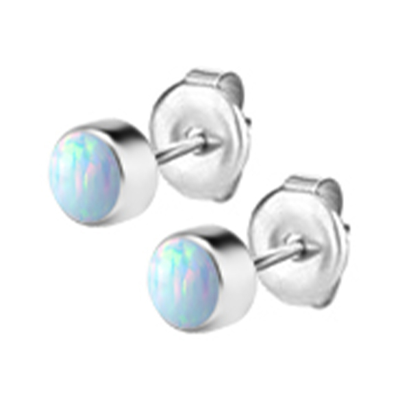 SS 316 OPAL DISC EAR STUDS (PAIR) 0,8mm - 3mm WH/OP