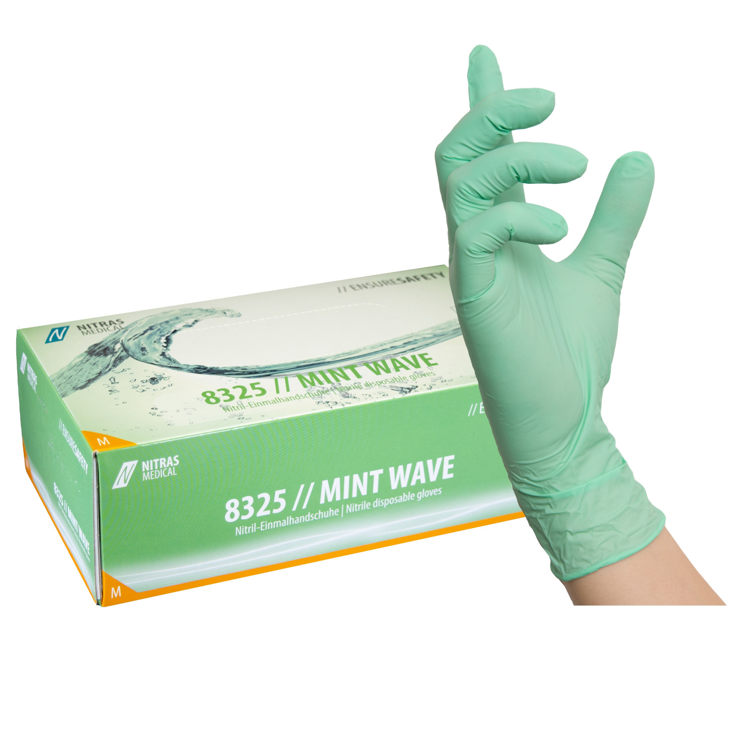 Guantes de nitrilo Nitras Mint Wave - 100 unidades - S
