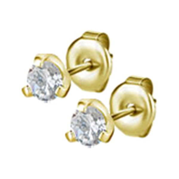 GD 316 EAR STUDS SET W. ROUND CUBIC ZIRCONIA (PAIR) 0,8mm - 3mm - WH