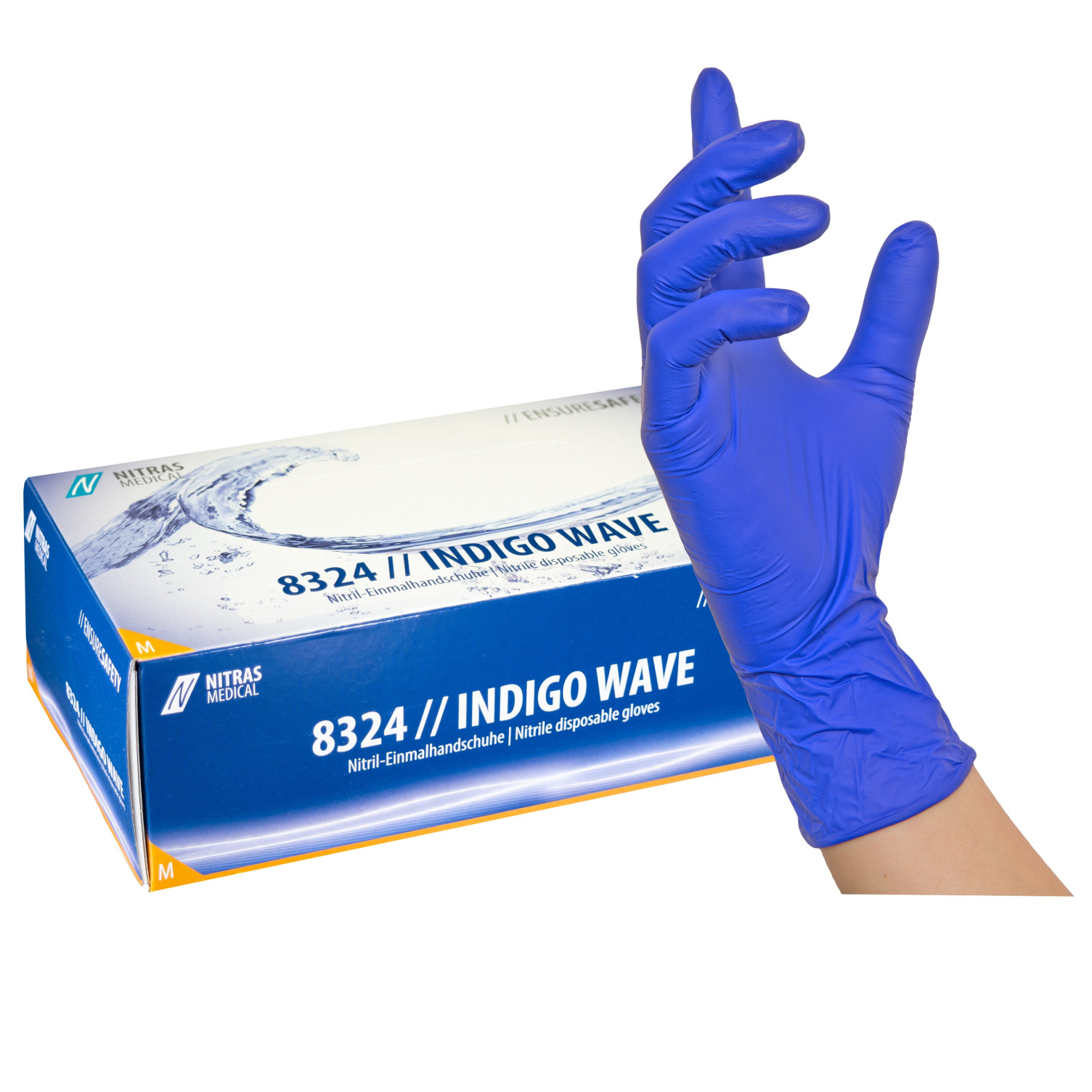 Guantes de nitrilo Nitras Indigo Wave - 100 unidades - XL