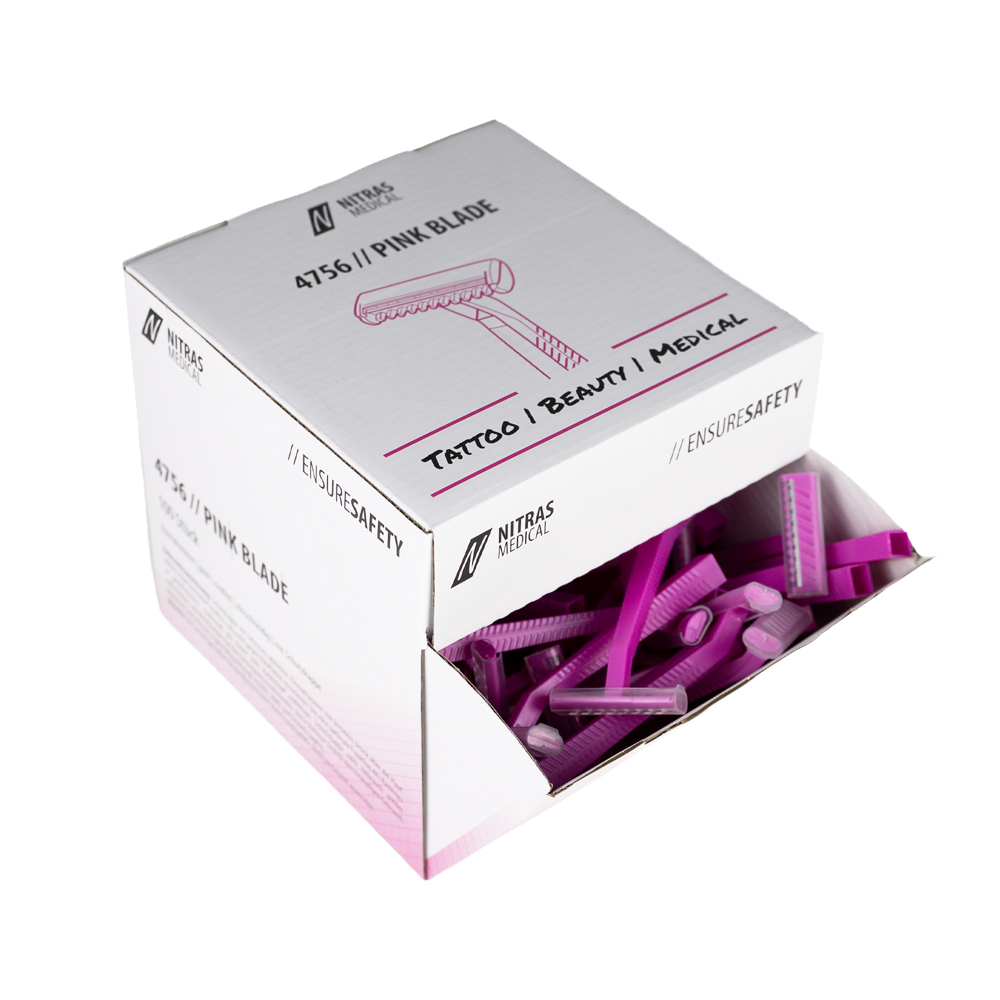Maquinillas de afeitar desechables rosas, 100 uds