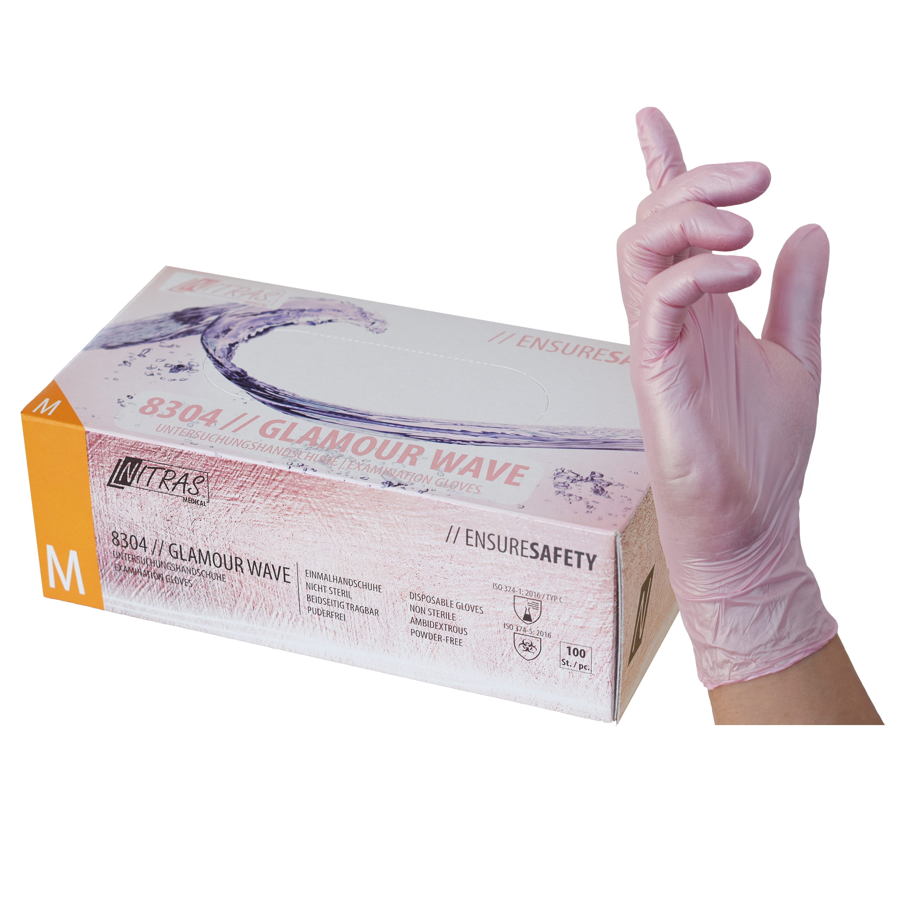 Guantes de nitrilo Nitras Glamour Wave - 100 unidades - S
