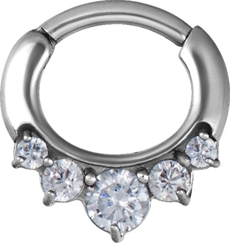 SS 316 JEWELLED CURVED BAR SEPTUM CLICKERS mod 12