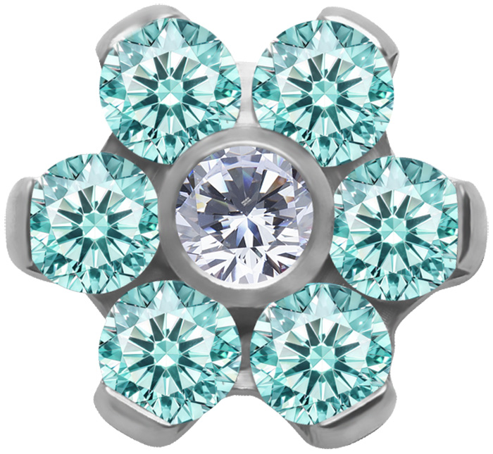 TT int FLOWER SET W/LAB CREATED GEMSTONE 1,2x4mm PAR