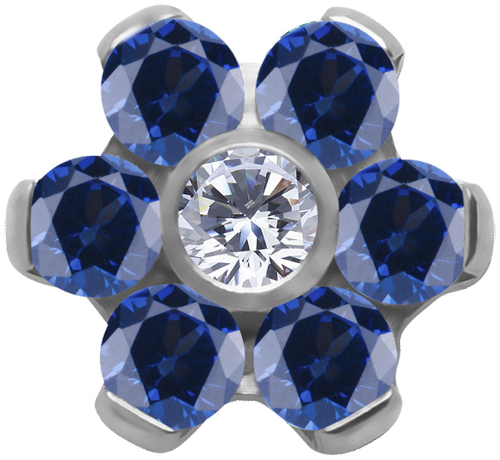 TT int FLOWER SET W/LAB CREATED GEMSTONE 1,2x4mm