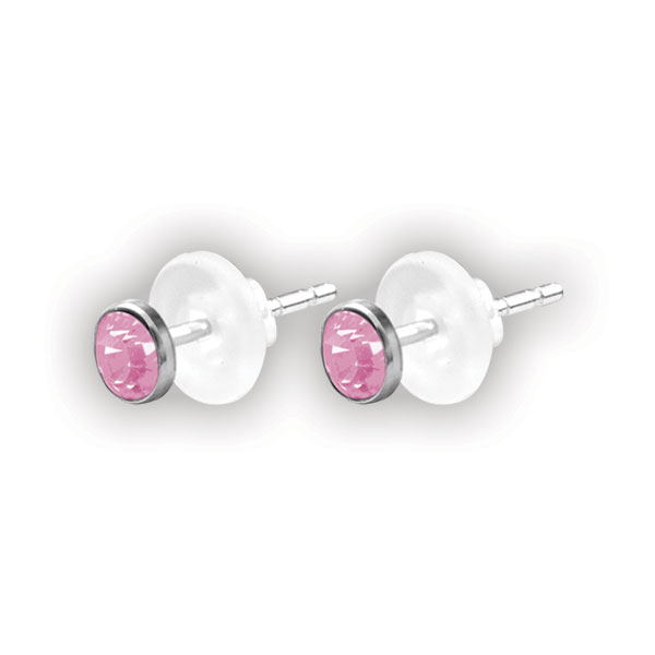 SS 316 FLAT JEWELLED DISC EAR STUDS (PAIR) 0,8mm 