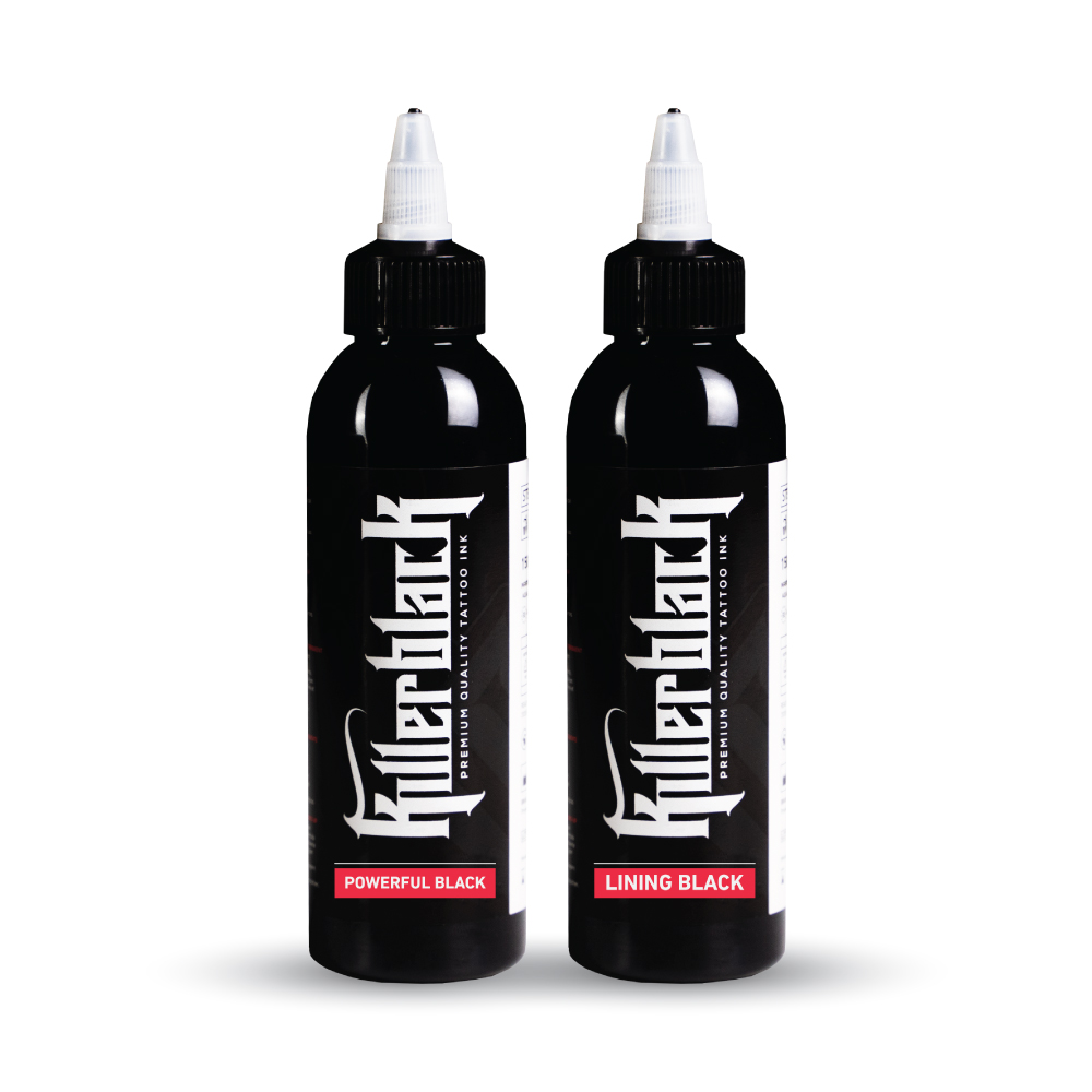 KILLERBLACK TATTOO INK - LINING BLACK + POWERFUL BLACK 2x 150ml - EUROPE