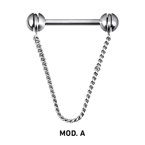 SS 316 NIPPLE CHAIN BARBELL - 1,6x14mm balls 5mm