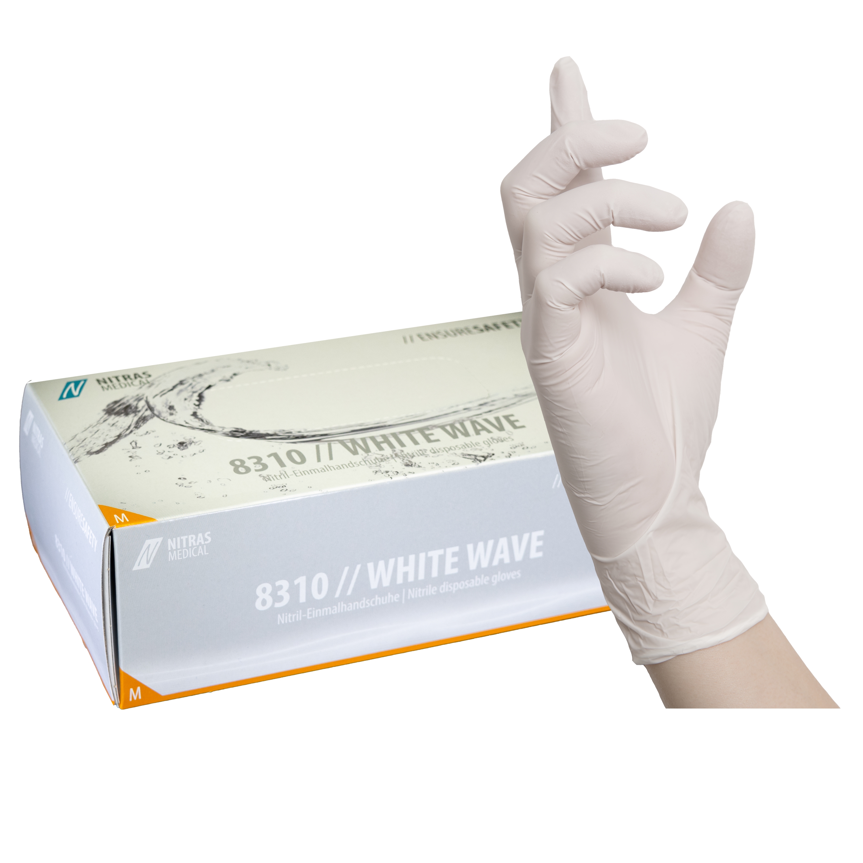 Guantes de nitrilo Nitras White Wave - 100 unidades - S