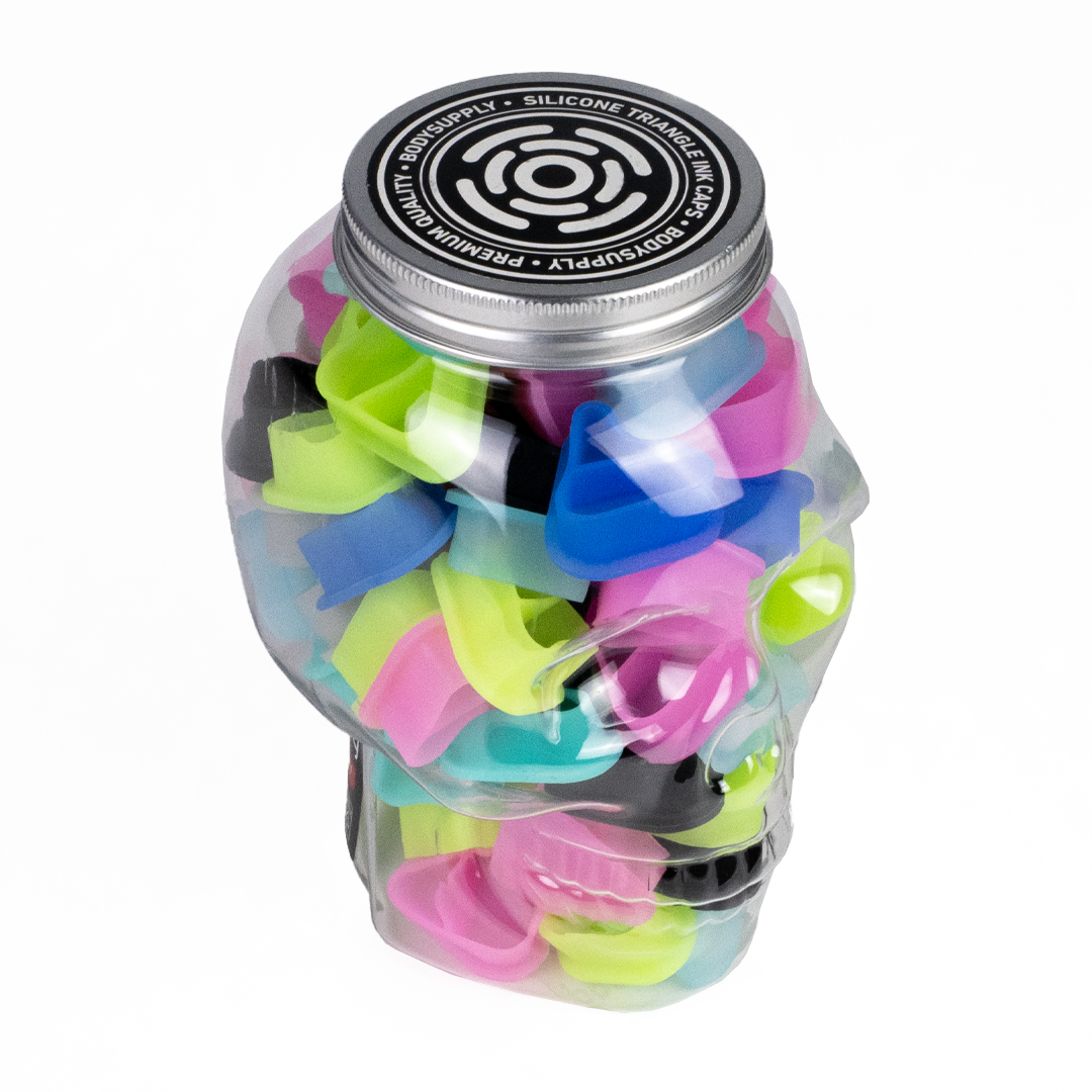 BodySupply 2 in 1 Silicone Triangle Ink caps 80pcs - 22mm Mix